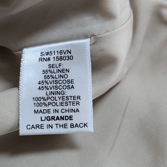 Love Tree Tan Button-Up Tailored Linen Vest - Preppy/Coastal Clean Girl Sz L EUC - Picture 9 of 9